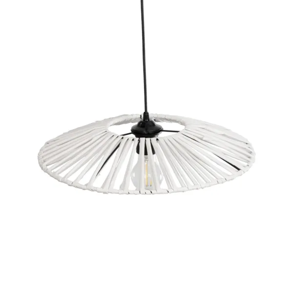 GLOBOSTAR® JAPAN 205-0052 Boho Κρεμαστό Φωτιστικό Οροφής με Ντουί 1 x E27 AC 220-240V IP20 - Λευκό - M40 x Π40 x Υ8cm - Image 6