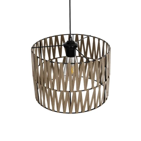 GLOBOSTAR® MARS 205-0054 Boho Κρεμαστό Φωτιστικό Οροφής με Ντουί 1 x E27 AC 220-240V IP20 - Μπεζ - M30 x Π30 x Υ24cm - Image 6