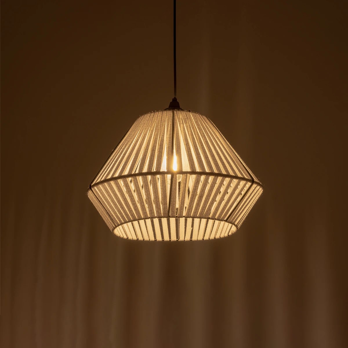 GLOBOSTAR® NUI 205-0063 Boho Κρεμαστό Φωτιστικό Οροφής με Ντουί 1 x E27 AC 220-240V IP20 - Λευκό - M36 x Π36 x Υ27cm - Image 2