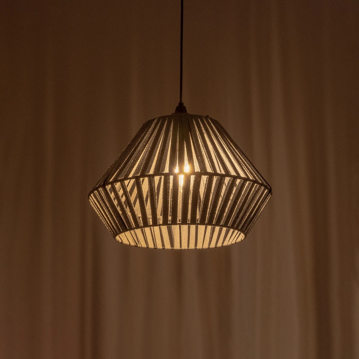 GLOBOSTAR® NUI 205-0065 Boho Κρεμαστό Φωτιστικό Οροφής με Ντουί 1 x E27 AC 220-240V IP20 - Γκρι - M36 x Π36 x Υ27cm - Image 2