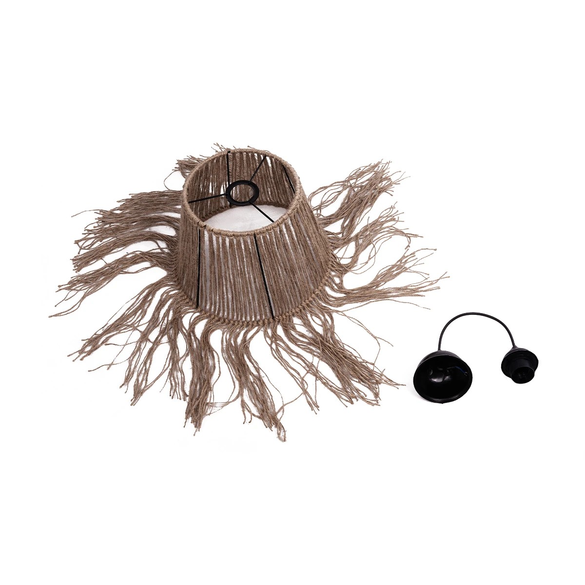 GLOBOSTAR® ROKA 205-0075 Boho Κρεμαστό Φωτιστικό Οροφής με Ντουί 1 x E27 AC 220-240V IP20 - Μπεζ - M30 x Π30 x Υ45cm - Image 12