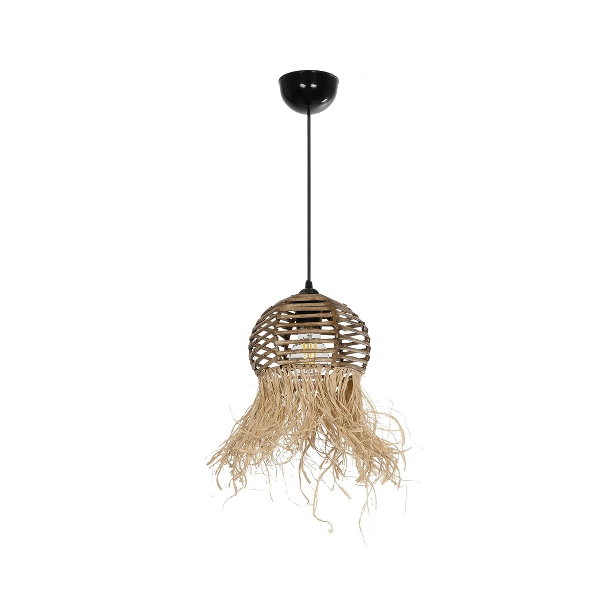 GLOBOSTAR® RIKTA 205-0077 Boho Κρεμαστό Φωτιστικό Οροφής με Ντουί 1 x E27 AC 220-240V IP20 - Μπεζ - M20 x Π20 x Υ30cm - Image 3