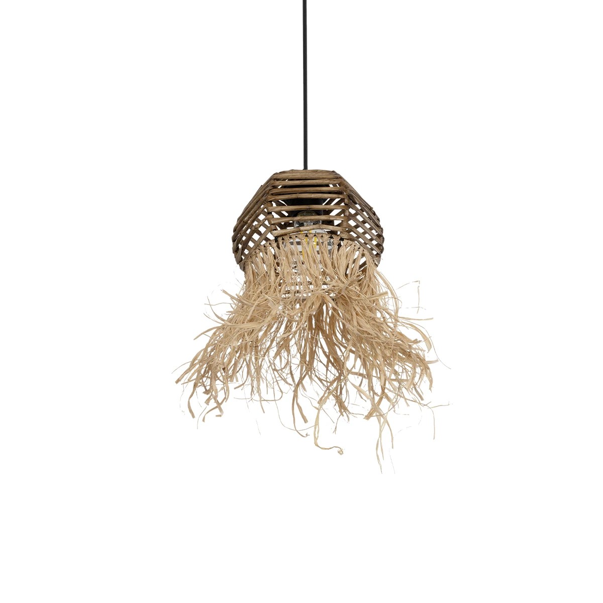 GLOBOSTAR® RIKTA 205-0077 Boho Κρεμαστό Φωτιστικό Οροφής με Ντουί 1 x E27 AC 220-240V IP20 - Μπεζ - M20 x Π20 x Υ30cm - Image 5