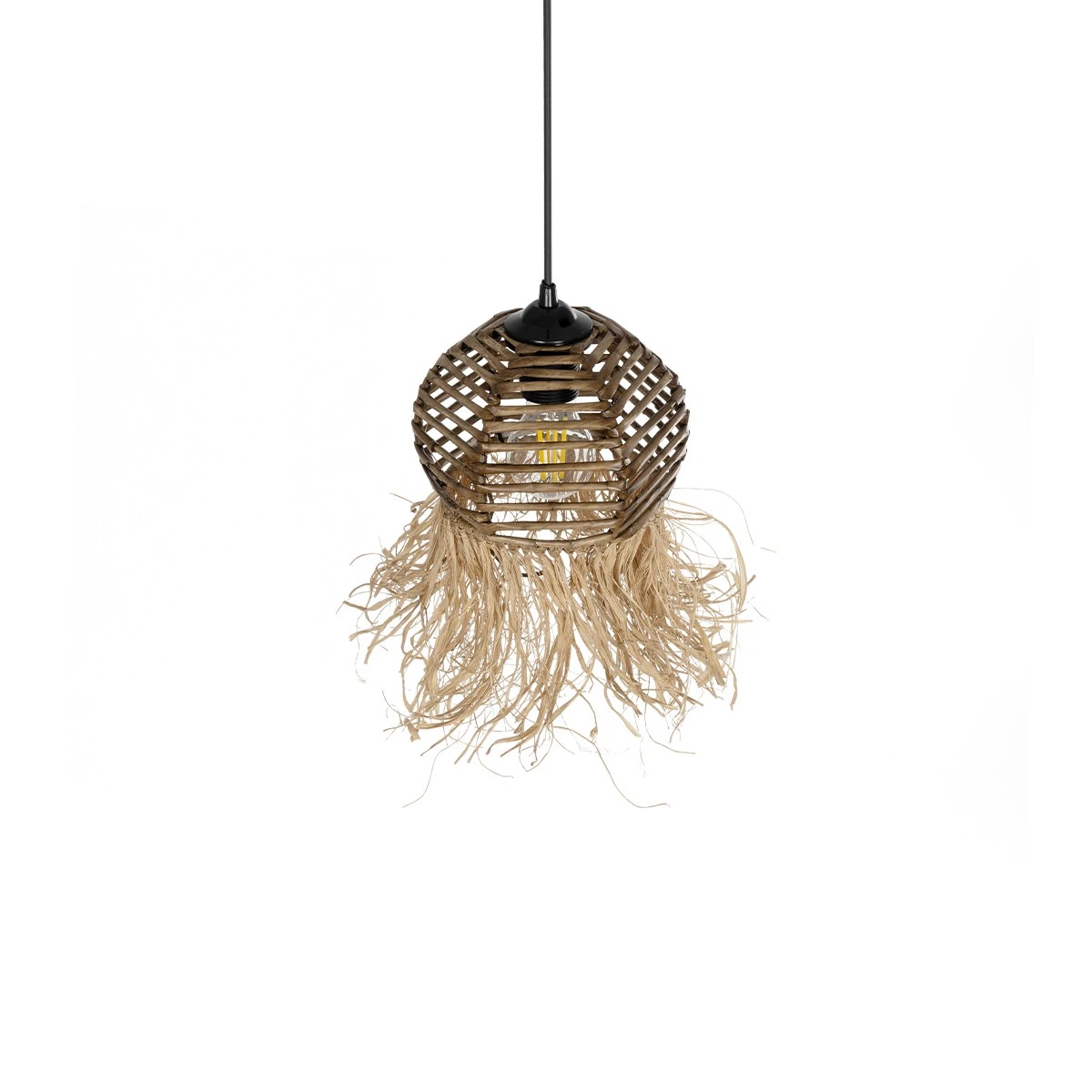 GLOBOSTAR® RIKTA 205-0077 Boho Κρεμαστό Φωτιστικό Οροφής με Ντουί 1 x E27 AC 220-240V IP20 - Μπεζ - M20 x Π20 x Υ30cm - Image 6