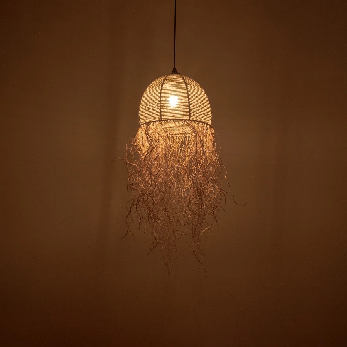 GLOBOSTAR® PLUVIA 205-0082 Boho Κρεμαστό Φωτιστικό Οροφής με Ντουί 1 x E27 AC 220-240V IP20 - Μπεζ - M30 x Π30 x Υ70cm - Image 2