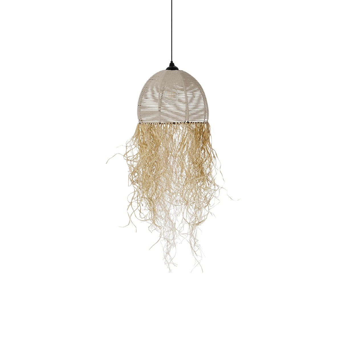 GLOBOSTAR® PLUVIA 205-0082 Boho Κρεμαστό Φωτιστικό Οροφής με Ντουί 1 x E27 AC 220-240V IP20 - Μπεζ - M30 x Π30 x Υ70cm - Image 4