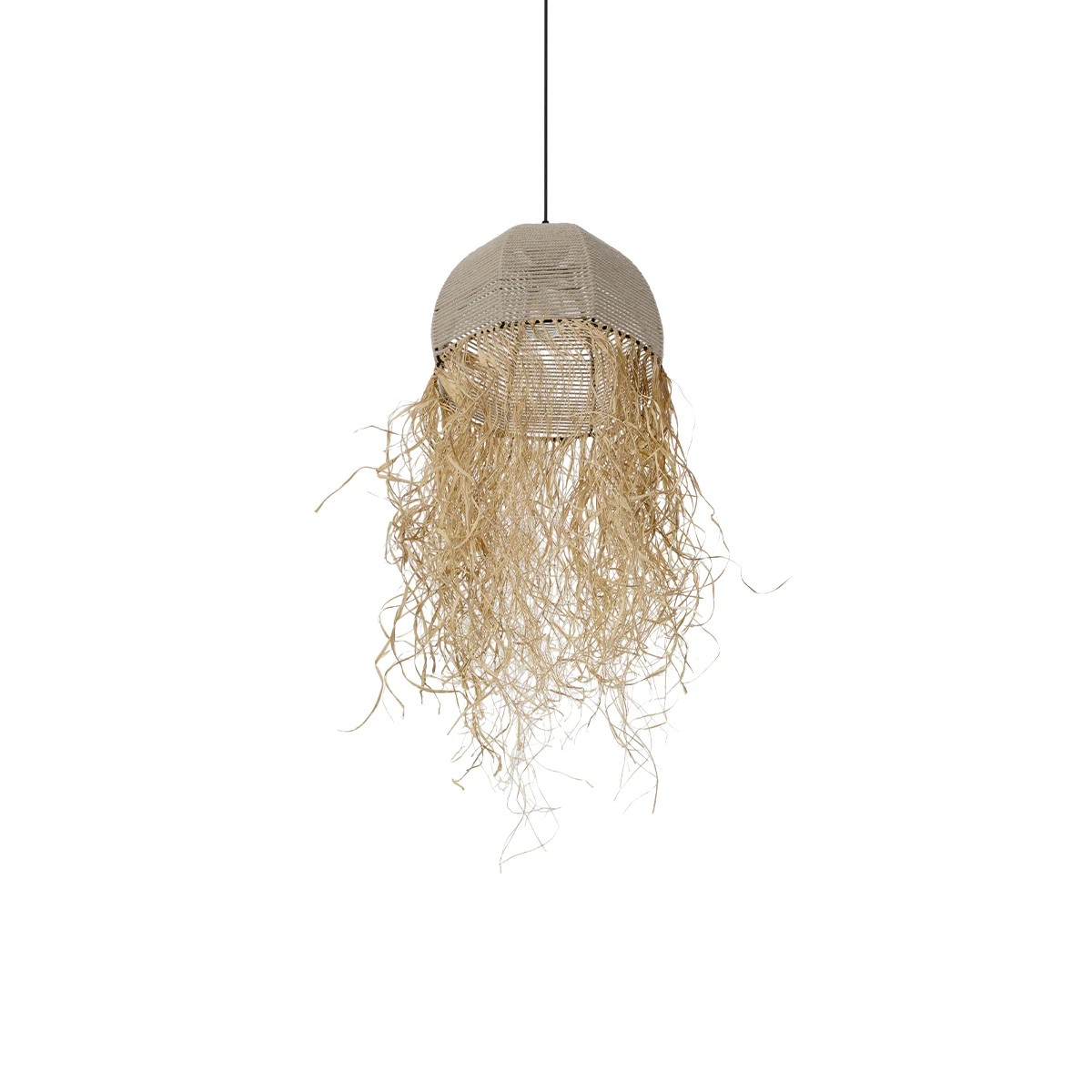 GLOBOSTAR® PLUVIA 205-0082 Boho Κρεμαστό Φωτιστικό Οροφής με Ντουί 1 x E27 AC 220-240V IP20 - Μπεζ - M30 x Π30 x Υ70cm - Image 5
