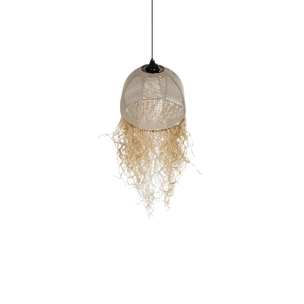 GLOBOSTAR® PLUVIA 205-0082 Boho Κρεμαστό Φωτιστικό Οροφής με Ντουί 1 x E27 AC 220-240V IP20 - Μπεζ - M30 x Π30 x Υ70cm - Image 6