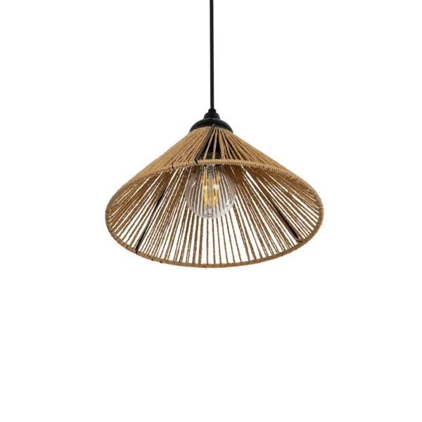 GLOBOSTAR® FUNIS 205-0084 Boho Κρεμαστό Φωτιστικό Οροφής με Ντουί 1 x E27 AC 220-240V IP20 - Μπεζ - M25 x Π25 x Υ16cm - Image 5