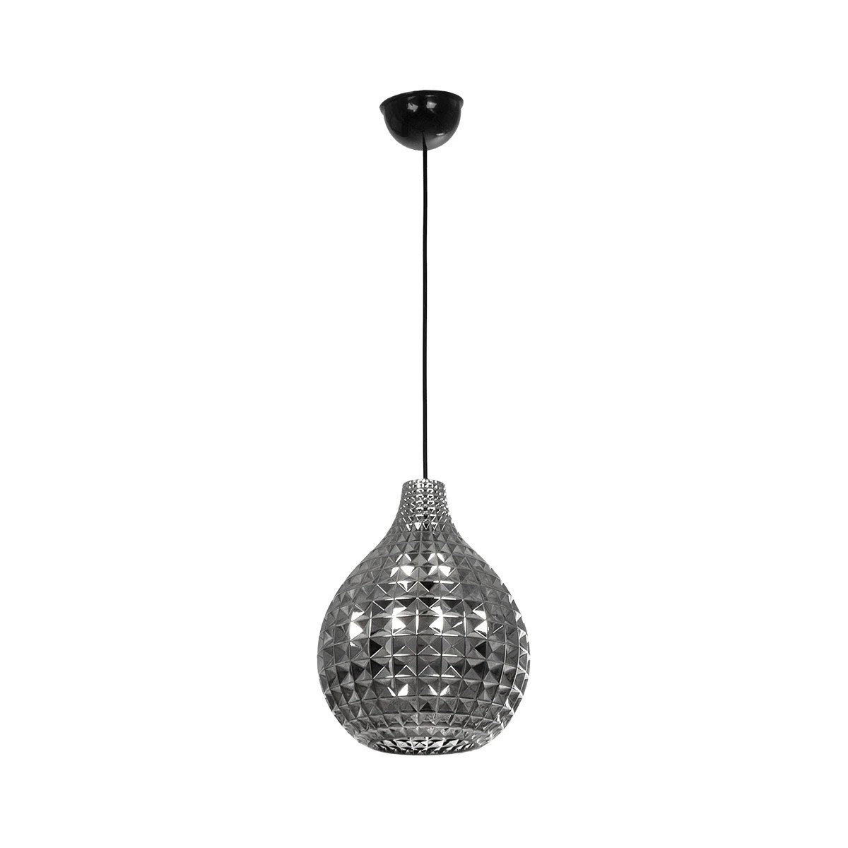 GLOBOSTAR® BASTIK 206-0026 Μοντέρνο Κρεμαστό Φωτιστικό Οροφής με Ντουί 1 x E27 AC 220-240V IP20 - Μαύρο Φιμέ - Μ22 x Π22 x Υ26cm - Image 3