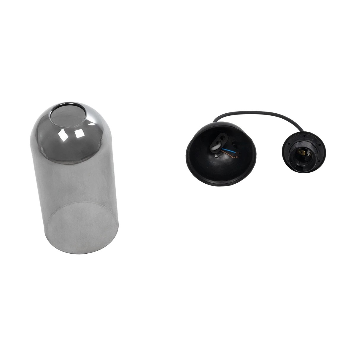 GLOBOSTAR® TUBE 206-0030 Μοντέρνο Κρεμαστό Φωτιστικό Οροφής με Ντουί 1 x E27 AC 220-240V IP20 - Μαύρο Φιμέ - Μ10 x Π10 x Υ24cm - Image 10