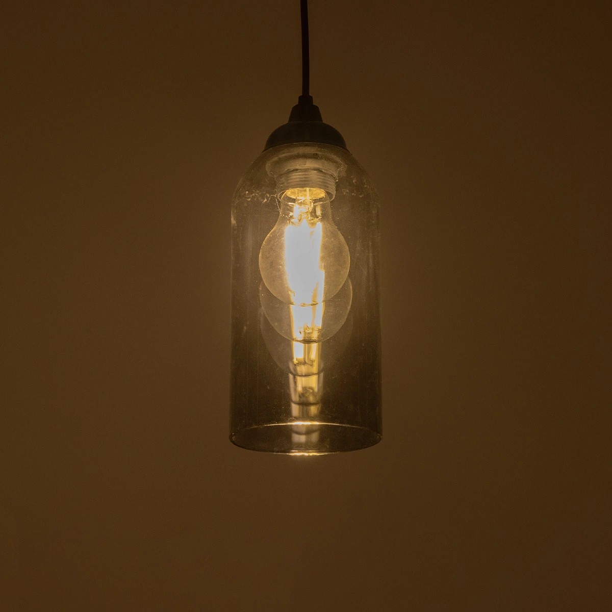 GLOBOSTAR® TUBE 206-0030 Μοντέρνο Κρεμαστό Φωτιστικό Οροφής με Ντουί 1 x E27 AC 220-240V IP20 - Μαύρο Φιμέ - Μ10 x Π10 x Υ24cm - Image 2