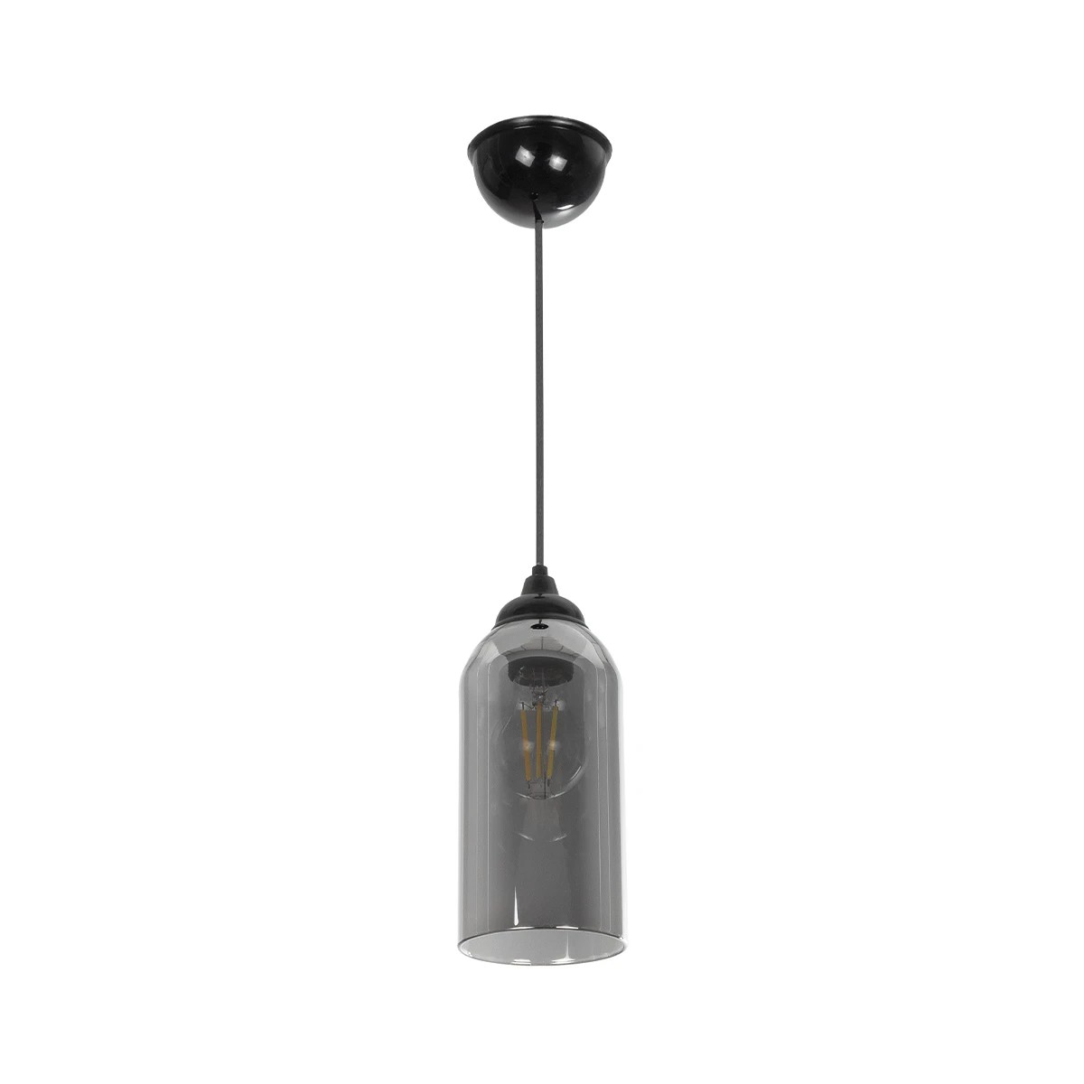 GLOBOSTAR® TUBE 206-0030 Μοντέρνο Κρεμαστό Φωτιστικό Οροφής με Ντουί 1 x E27 AC 220-240V IP20 - Μαύρο Φιμέ - Μ10 x Π10 x Υ24cm - Image 3