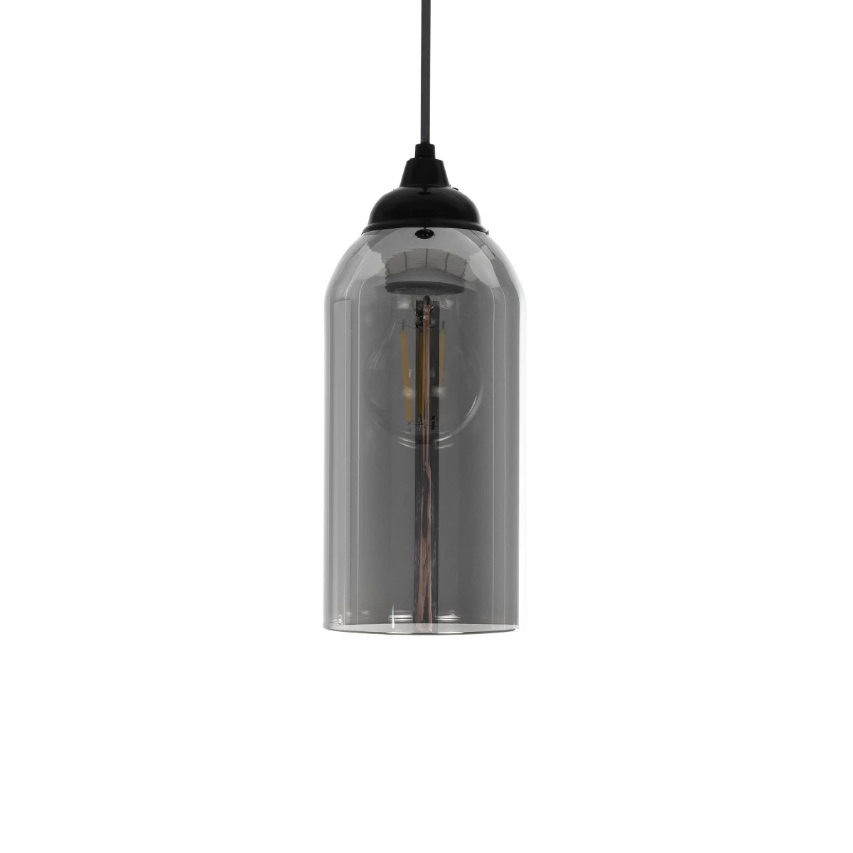 GLOBOSTAR® TUBE 206-0030 Μοντέρνο Κρεμαστό Φωτιστικό Οροφής με Ντουί 1 x E27 AC 220-240V IP20 - Μαύρο Φιμέ - Μ10 x Π10 x Υ24cm - Image 4