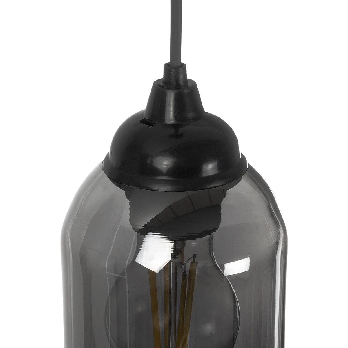 GLOBOSTAR® TUBE 206-0030 Μοντέρνο Κρεμαστό Φωτιστικό Οροφής με Ντουί 1 x E27 AC 220-240V IP20 - Μαύρο Φιμέ - Μ10 x Π10 x Υ24cm - Image 8