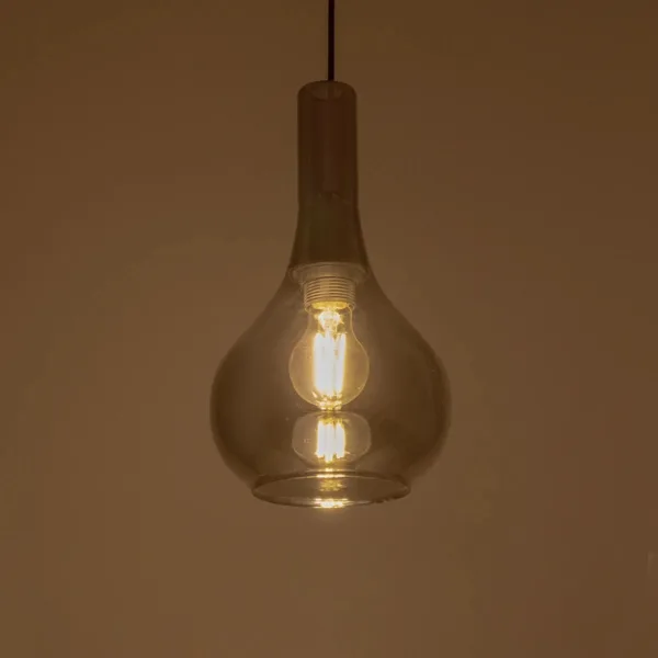 GLOBOSTAR® ΤΟΝΕ 206-0034 Μοντέρνο Κρεμαστό Φωτιστικό Οροφής με Ντουί 1 x E27 AC 220-240V IP20 - Μαύρο Φιμέ - Μ20 x Π20 x Υ36cm - Image 2