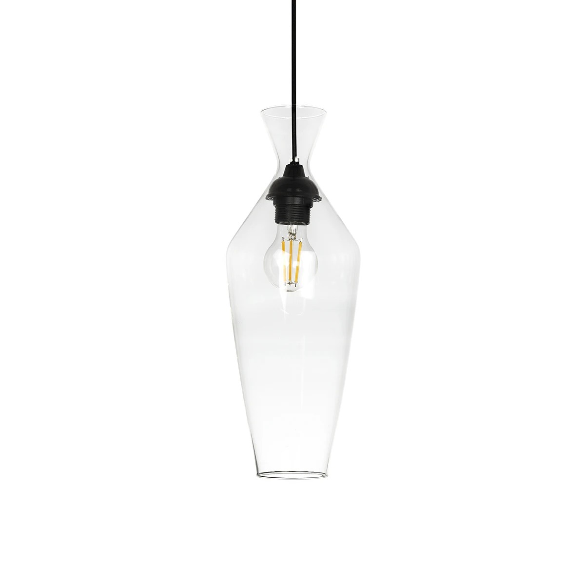 GLOBOSTAR® BOHEMIA 206-0039 Μοντέρνο Κρεμαστό Φωτιστικό Οροφής με Ντουί 1 x E27 AC 220-240V IP20 - Διάφανο - Μ15 x Π15 x Υ40cm - Image 4