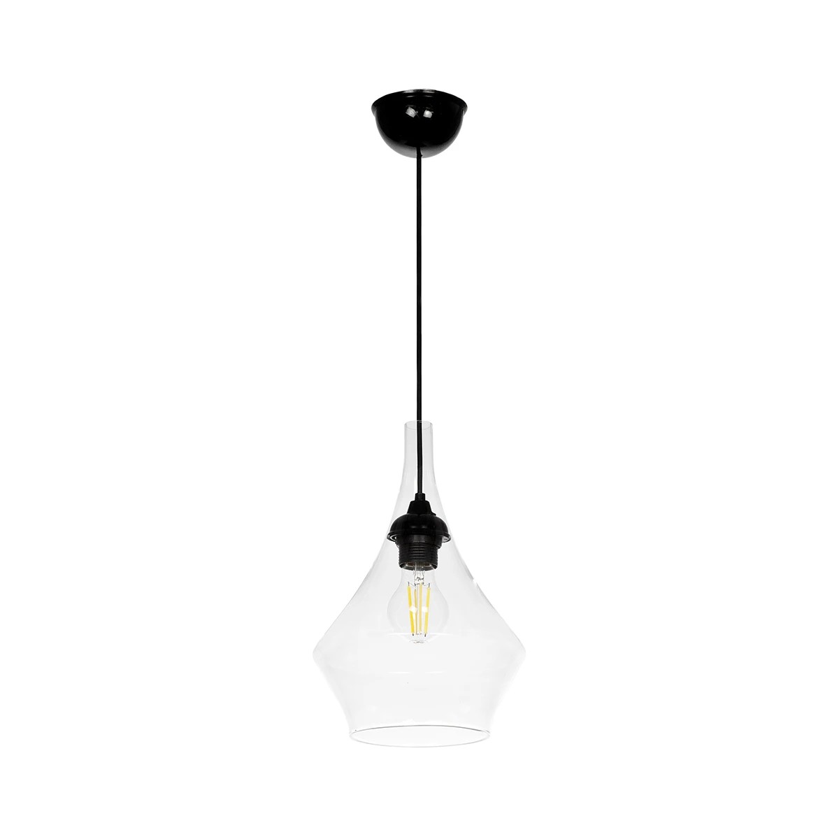 GLOBOSTAR® TORU 206-0042 Μοντέρνο Κρεμαστό Φωτιστικό Οροφής με Ντουί 1 x E27 AC 220-240V IP20 - Διάφανο - Μ20 x Π20 x Υ31cm - Image 3