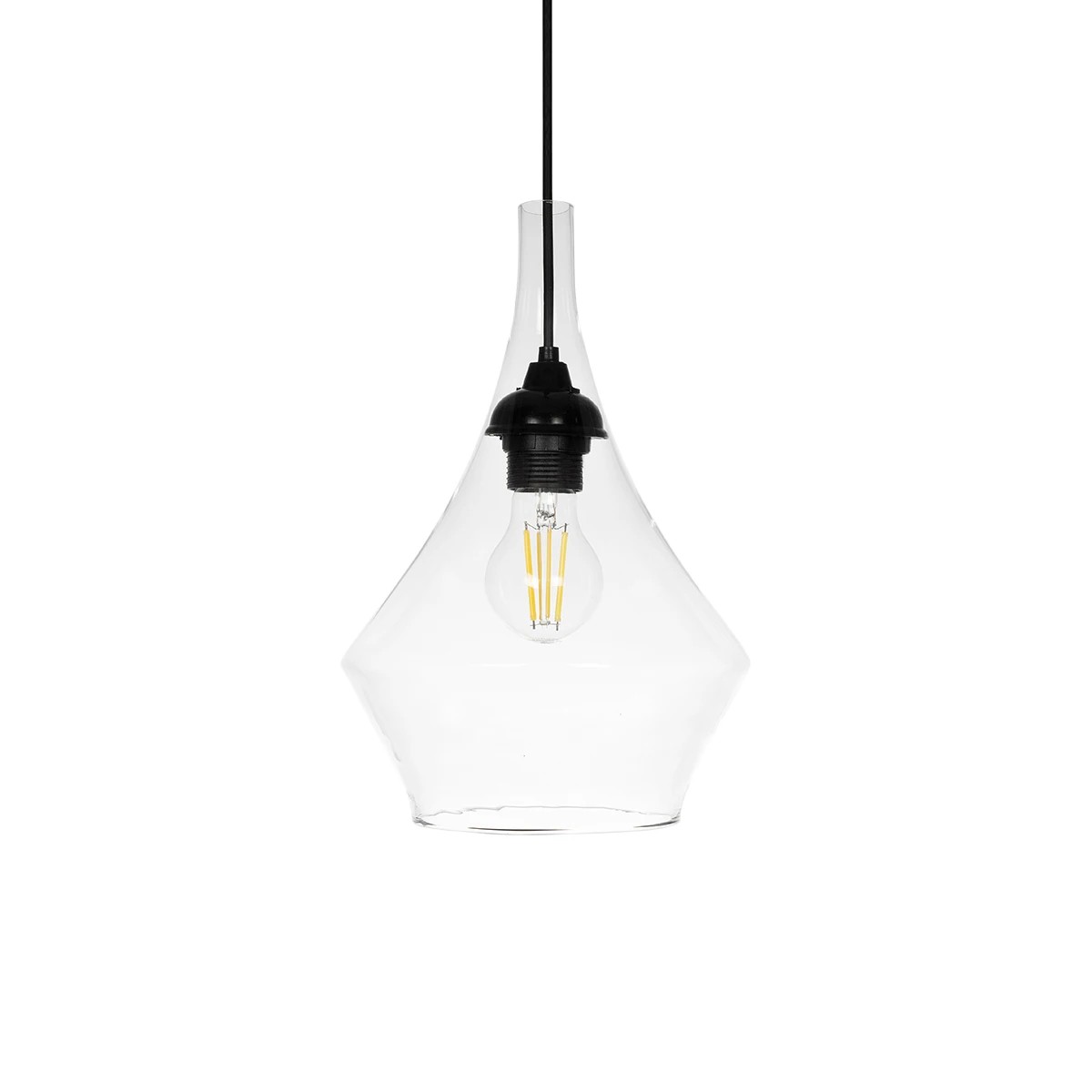 GLOBOSTAR® TORU 206-0042 Μοντέρνο Κρεμαστό Φωτιστικό Οροφής με Ντουί 1 x E27 AC 220-240V IP20 - Διάφανο - Μ20 x Π20 x Υ31cm - Image 4