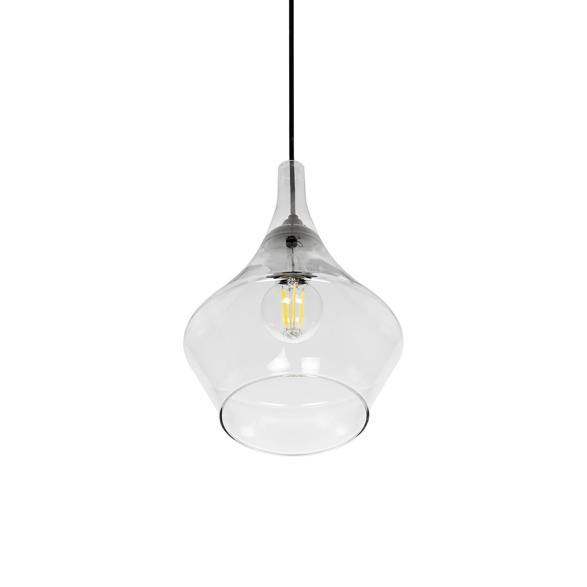 GLOBOSTAR® TORU 206-0042 Μοντέρνο Κρεμαστό Φωτιστικό Οροφής με Ντουί 1 x E27 AC 220-240V IP20 - Διάφανο - Μ20 x Π20 x Υ31cm - Image 5