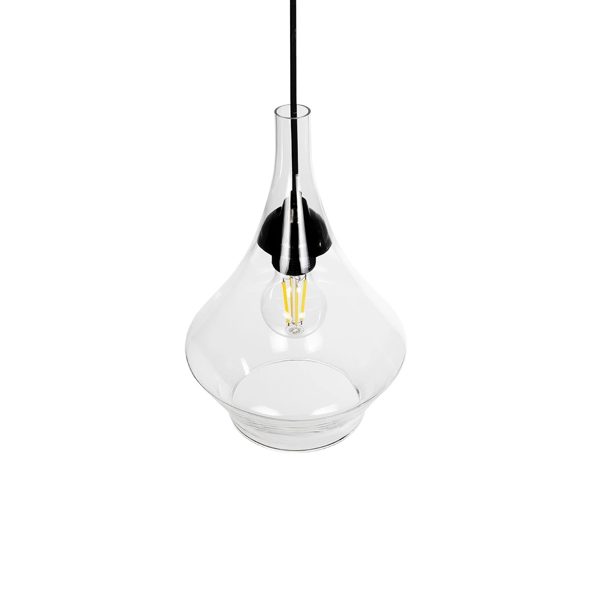 GLOBOSTAR® TORU 206-0042 Μοντέρνο Κρεμαστό Φωτιστικό Οροφής με Ντουί 1 x E27 AC 220-240V IP20 - Διάφανο - Μ20 x Π20 x Υ31cm - Image 6