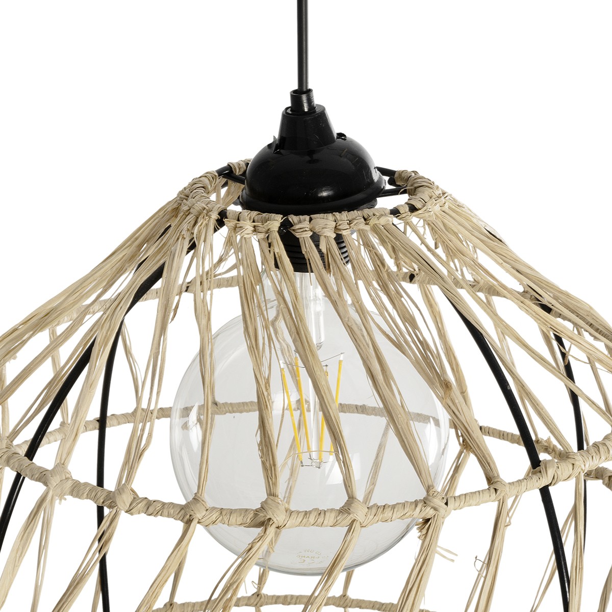 GLOBOSTAR® NETI 205-0025 Boho Κρεμαστό Φωτιστικό Οροφής με Ντουί 1 x E27 AC 220-240V IP20 - Μπεζ - M35 x Π35 x Υ63cm - Image 7