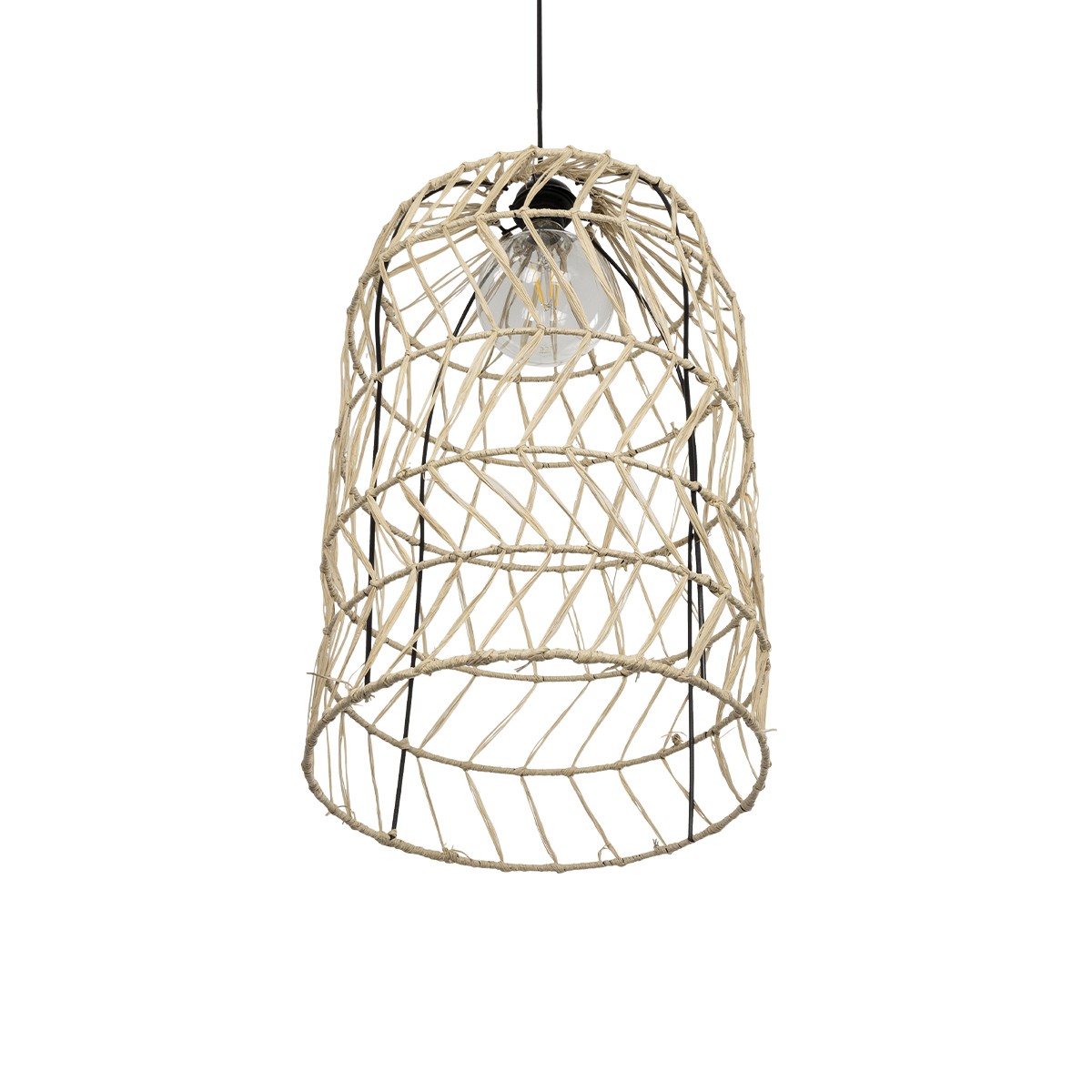 GLOBOSTAR® NETI 205-0025 Boho Κρεμαστό Φωτιστικό Οροφής με Ντουί 1 x E27 AC 220-240V IP20 - Μπεζ - M35 x Π35 x Υ63cm - Image 5