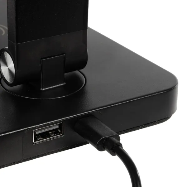 GLOBOSTAR® TEBLA 60482 Μοντέρνο Επιτραπέζιο Φωτιστικό Γραφείου με Ασύρματη Φόρτιση 5W 1A LED 5W 500lm 120° AC 220-240V IP20 Ρυθμιζόμενο Λευκό CCT με Αφή 2700K/4500K/6000K Dimmable - Bridgelux SMD Chip - Μαύρο - Μ11 x Π31 x Υ52cm - 2 Χρόνια Εγγύηση - Image 10