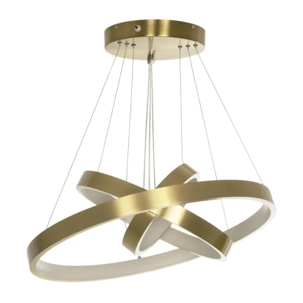 GLOBOSTAR® NEMESIS TRIO 61169 Μοντέρνο Κρεμαστό Φωτιστικό Οροφής LED 100W 12123lm 360° AC 220-240V IP20 Ρυθμιζόμενο Λευκό CCT με Χειριστήριο από 2700K έως 6000K Dimmable - Lumileds SMD Chip - Χρυσό Βούρτσας - Μ60 x Π60 x Υ60cm - 3 Χρόνια Εγγύηση - Image 4