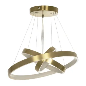 GLOBOSTAR® NEMESIS TRIO 61169-DECO Μοντέρνο Κρεμαστό Φωτιστικό Οροφής LED 100W 12123lm 360° AC 220-240V IP20 Ρυθμιζόμενο Λευκό CCT με Χειριστήριο από 2700K έως 6000K Dimmable - Lumileds SMD Chip - Χρυσό Βούρτσας - Μ60 x Π60 x Υ60cm - 3 Χρόνια Εγγύηση