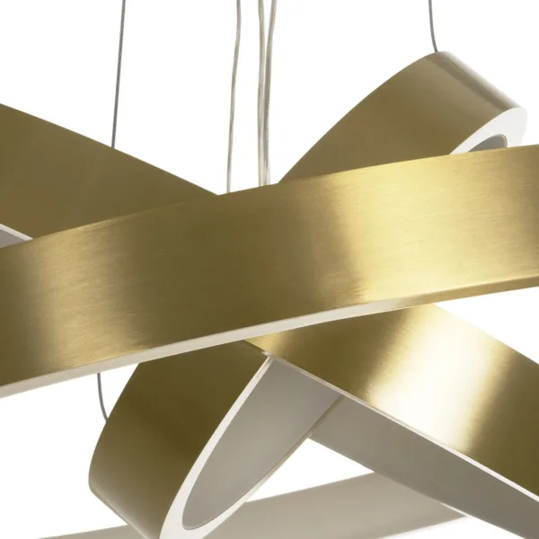 GLOBOSTAR® NEMESIS TRIO 61169-DECO Μοντέρνο Κρεμαστό Φωτιστικό Οροφής LED 100W 12123lm 360° AC 220-240V IP20 Ρυθμιζόμενο Λευκό CCT με Χειριστήριο από 2700K έως 6000K Dimmable - Lumileds SMD Chip - Χρυσό Βούρτσας - Μ60 x Π60 x Υ60cm - 3 Χρόνια Εγγύηση - Image 2