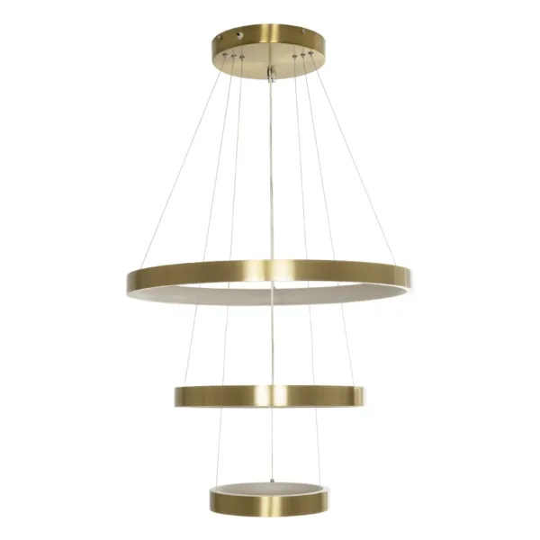GLOBOSTAR® NEMESIS TRIO 61169-DECO Μοντέρνο Κρεμαστό Φωτιστικό Οροφής LED 100W 12123lm 360° AC 220-240V IP20 Ρυθμιζόμενο Λευκό CCT με Χειριστήριο από 2700K έως 6000K Dimmable - Lumileds SMD Chip - Χρυσό Βούρτσας - Μ60 x Π60 x Υ60cm - 3 Χρόνια Εγγύηση - Image 4