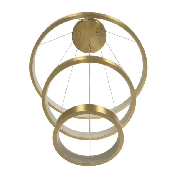 GLOBOSTAR® NEMESIS TRIO 61169-DECO Μοντέρνο Κρεμαστό Φωτιστικό Οροφής LED 100W 12123lm 360° AC 220-240V IP20 Ρυθμιζόμενο Λευκό CCT με Χειριστήριο από 2700K έως 6000K Dimmable - Lumileds SMD Chip - Χρυσό Βούρτσας - Μ60 x Π60 x Υ60cm - 3 Χρόνια Εγγύηση - Image 5