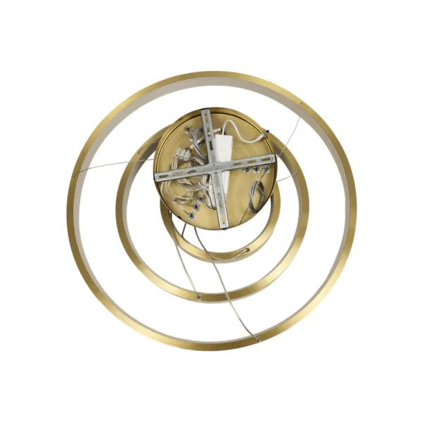 GLOBOSTAR® NEMESIS TRIO 61169-DECO Μοντέρνο Κρεμαστό Φωτιστικό Οροφής LED 100W 12123lm 360° AC 220-240V IP20 Ρυθμιζόμενο Λευκό CCT με Χειριστήριο από 2700K έως 6000K Dimmable - Lumileds SMD Chip - Χρυσό Βούρτσας - Μ60 x Π60 x Υ60cm - 3 Χρόνια Εγγύηση - Image 8