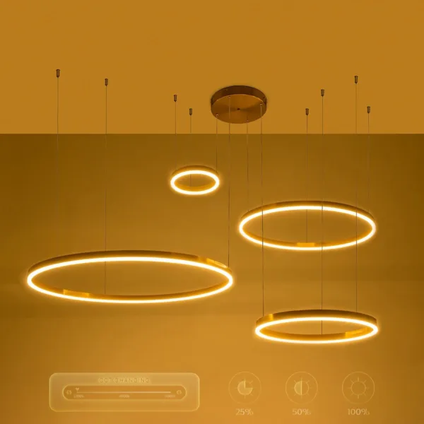 kelvo® VENOM 61193 Μοντέρνο Κρεμαστό Φωτιστικό Οροφής LED 150W 17659lm 120° AC 220-240V IP20 Ρυθμιζόμενο Λευκό CCT με Χειριστήριο από 2700K έως 6000K Dimmable - Lumileds SMD Chip - Χρυσό Βούρτσας - Μ150 x Π90 x Υ60cm - 3 Χρόνια Εγγύηση - Image 10