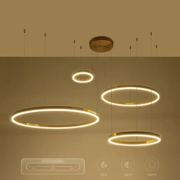 kelvo® VENOM 61193 Μοντέρνο Κρεμαστό Φωτιστικό Οροφής LED 150W 17659lm 120° AC 220-240V IP20 Ρυθμιζόμενο Λευκό CCT με Χειριστήριο από 2700K έως 6000K Dimmable - Lumileds SMD Chip - Χρυσό Βούρτσας - Μ150 x Π90 x Υ60cm - 3 Χρόνια Εγγύηση - Image 11