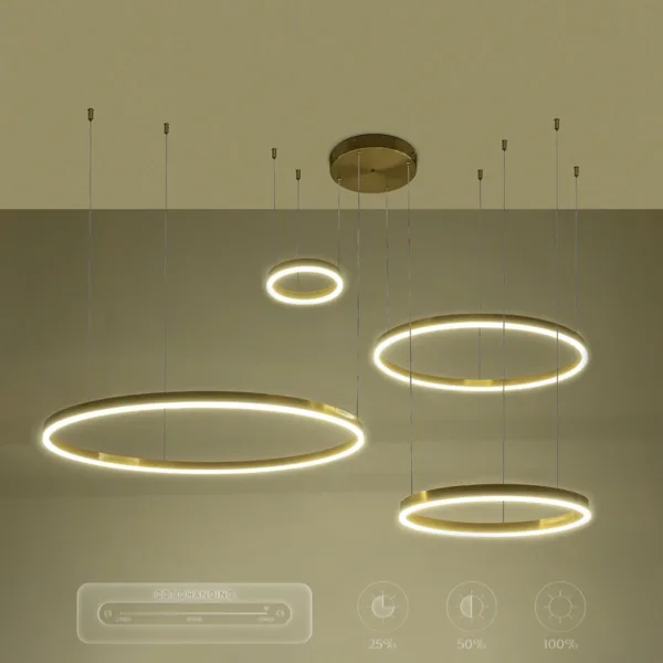 kelvo® VENOM 61193 Μοντέρνο Κρεμαστό Φωτιστικό Οροφής LED 150W 17659lm 120° AC 220-240V IP20 Ρυθμιζόμενο Λευκό CCT με Χειριστήριο από 2700K έως 6000K Dimmable - Lumileds SMD Chip - Χρυσό Βούρτσας - Μ150 x Π90 x Υ60cm - 3 Χρόνια Εγγύηση - Image 12