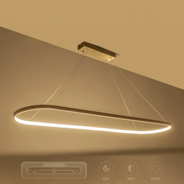GLOBOSTAR® BOLIVAR 61273 Μοντέρνο Κρεμαστό Φωτιστικό Οροφής LED 54W 6210lm 360° AC 220-240V IP20 Ρυθμιζόμενο Λευκό CCT με Χειριστήριο από 2700K έως 6000K Dimmable - Lumileds SMD Chip - Νίκελ Βούρτσας - Μ120 x Π30 x Υ2cm - 3 Χρόνια Εγγύηση - Image 9