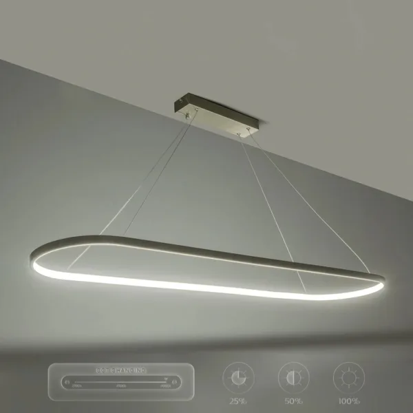 GLOBOSTAR® BOLIVAR 61273 Μοντέρνο Κρεμαστό Φωτιστικό Οροφής LED 54W 6210lm 360° AC 220-240V IP20 Ρυθμιζόμενο Λευκό CCT με Χειριστήριο από 2700K έως 6000K Dimmable - Lumileds SMD Chip - Νίκελ Βούρτσας - Μ120 x Π30 x Υ2cm - 3 Χρόνια Εγγύηση - Image 10