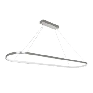GLOBOSTAR® BOLIVAR 61273 Μοντέρνο Κρεμαστό Φωτιστικό Οροφής LED 54W 6210lm 360° AC 220-240V IP20 Ρυθμιζόμενο Λευκό CCT με Χειριστήριο από 2700K έως 6000K Dimmable - Lumileds SMD Chip - Νίκελ Βούρτσας - Μ120 x Π30 x Υ2cm - 3 Χρόνια Εγγύηση