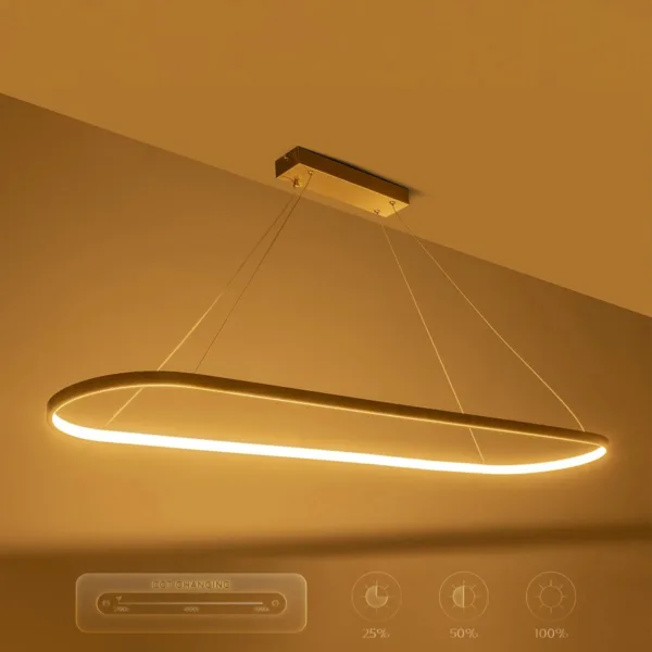 GLOBOSTAR® BOLIVAR 61273 Μοντέρνο Κρεμαστό Φωτιστικό Οροφής LED 54W 6210lm 360° AC 220-240V IP20 Ρυθμιζόμενο Λευκό CCT με Χειριστήριο από 2700K έως 6000K Dimmable - Lumileds SMD Chip - Νίκελ Βούρτσας - Μ120 x Π30 x Υ2cm - 3 Χρόνια Εγγύηση - Image 8