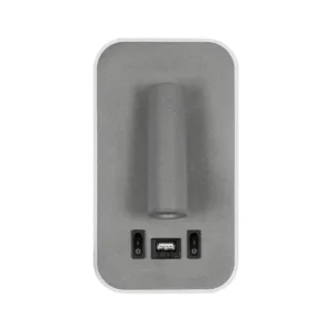 GloboStar® LADY-O 61365 Μοντέρνο Φωτιστικό Τοίχου - Απλίκα Ξενοδοχείου Bed Side LED 10W 1000lm 36° & 360° AC 220-240V - Reading Light & Κρυφός Φωτισμός - Φορτιστής USB 3A - Μ10.5 x Π10 x Υ18.5cm - Φυσικό Λευκό 4500K - Γκρι Ανθρακί - 3 Χρόνια Εγγύηση