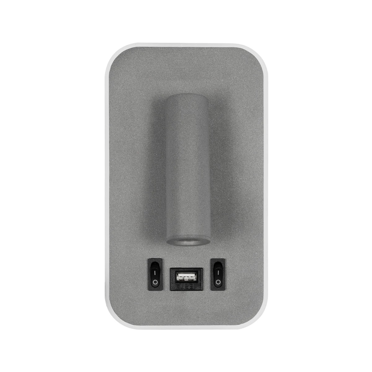 GloboStar® LADY-O 61365 Μοντέρνο Φωτιστικό Τοίχου - Απλίκα Ξενοδοχείου Bed Side LED 10W 1000lm 36° & 360° AC 220-240V - Reading Light & Κρυφός Φωτισμός - Φορτιστής USB 3A - Μ10.5 x Π10 x Υ18.5cm - Φυσικό Λευκό 4500K - Γκρι Ανθρακί - 3 Χρόνια Εγγύηση