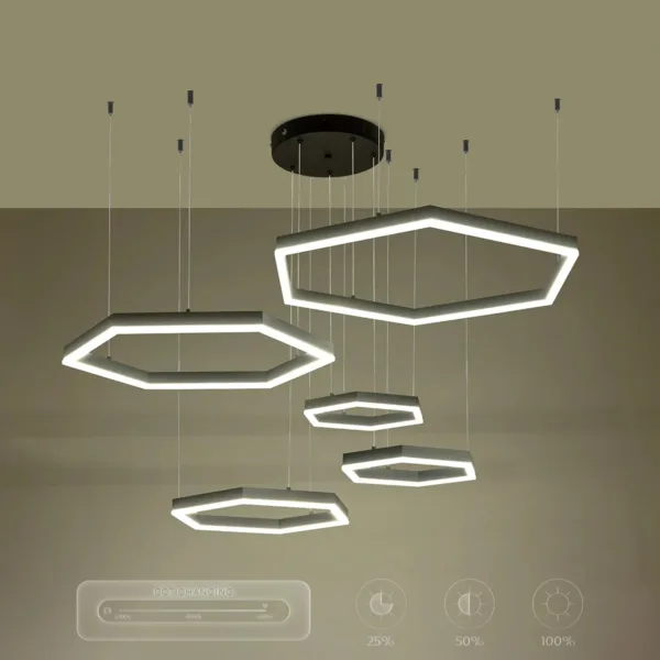 kelvo® LEXAGON 61397 Μοντέρνο Κρεμαστό Φωτιστικό Οροφής LED 120W 12000lm 200° AC 220-240V IP20 Ρυθμιζόμενο Λευκό CCT με Χειριστήριο από 2700K έως 6000K Dimmable - Lumileds SMD Chip - Μαύρο - Μ110 x Π90 x Υ110cm - 3 Χρόνια Εγγύηση - Image 11