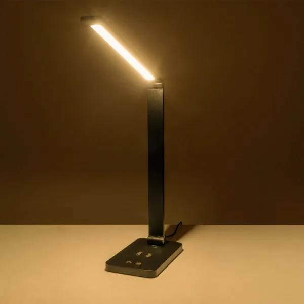 GLOBOSTAR® TEBLA 60482 Μοντέρνο Επιτραπέζιο Φωτιστικό Γραφείου με Ασύρματη Φόρτιση 5W 1A LED 5W 500lm 120° AC 220-240V IP20 Ρυθμιζόμενο Λευκό CCT με Αφή 2700K/4500K/6000K Dimmable - Bridgelux SMD Chip - Μαύρο - Μ11 x Π31 x Υ52cm - 2 Χρόνια Εγγύηση - Image 14