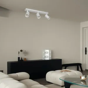 kelvo® SPOTA KLV-101-0139 Μοντέρνο Κινούμενο Φωτιστικό Σποτ Οροφής με Ντουί 3 x GU10 90° AC 220-240V IP20 - Λευκό Ματ - Μ48 x Π6.2 x Υ14cm