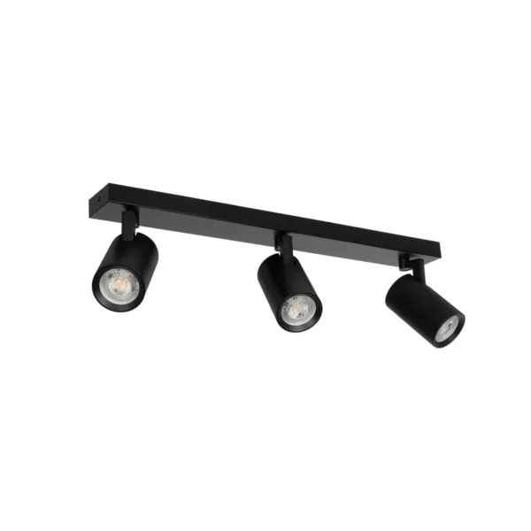 kelvo® SPOTA KLV-101-0138 Μοντέρνο Κινούμενο Φωτιστικό Σποτ Οροφής με Ντουί 3 x GU10 90° AC 220-240V IP20 - Μαύρο Ματ - Μ48 x Π6.2 x Υ14cm - Image 2