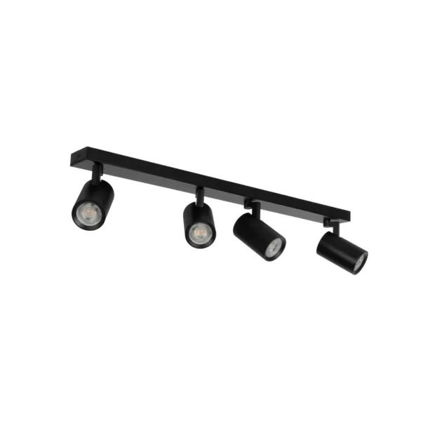 kelvo® SPOTA KLV-101-0140 Μοντέρνο Κινούμενο Φωτιστικό Σποτ Οροφής με Ντουί 4 x GU10 90° AC 220-240V IP20 - Μαύρο Ματ - Μ64 x Π6 x Υ14cm - Image 2