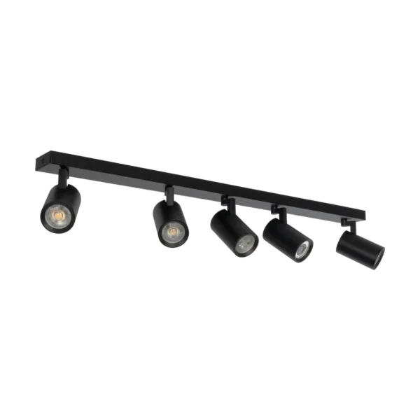 kelvo® SPOTA KLV-101-0142 Μοντέρνο Κινούμενο Φωτιστικό Σποτ Οροφής με Ντουί 5 x GU10 90° AC 220-240V IP20 - Μαύρο Ματ - Μ79.5 x Π6.3 x Υ14cm - Image 2