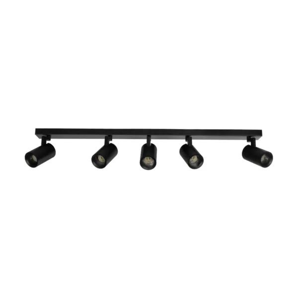 kelvo® SPOTA KLV-101-0142 Μοντέρνο Κινούμενο Φωτιστικό Σποτ Οροφής με Ντουί 5 x GU10 90° AC 220-240V IP20 - Μαύρο Ματ - Μ79.5 x Π6.3 x Υ14cm - Image 3
